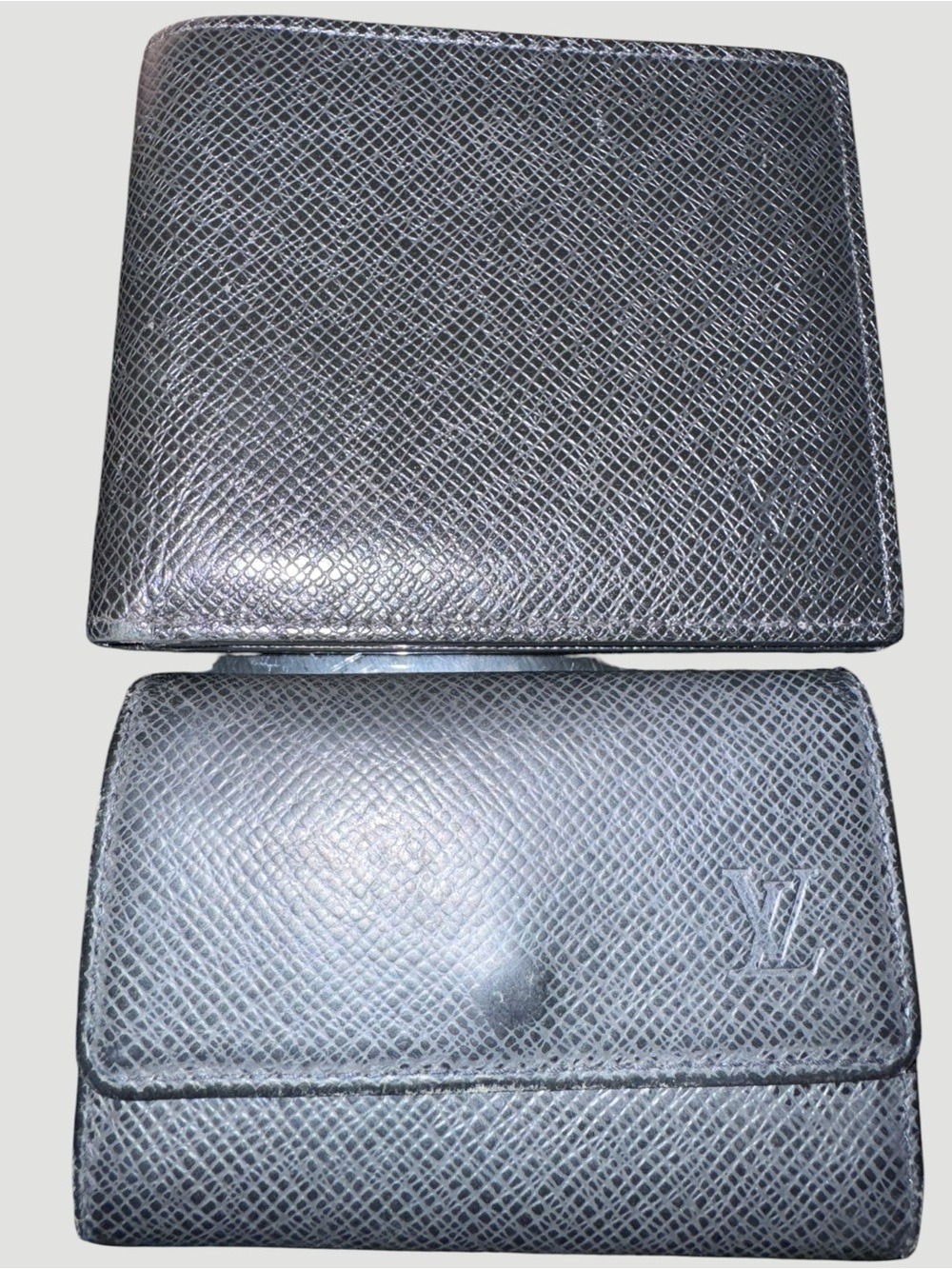 Louis Vuitton Black Taiga Amerigo Leather Wallet and key Holder Set In Box